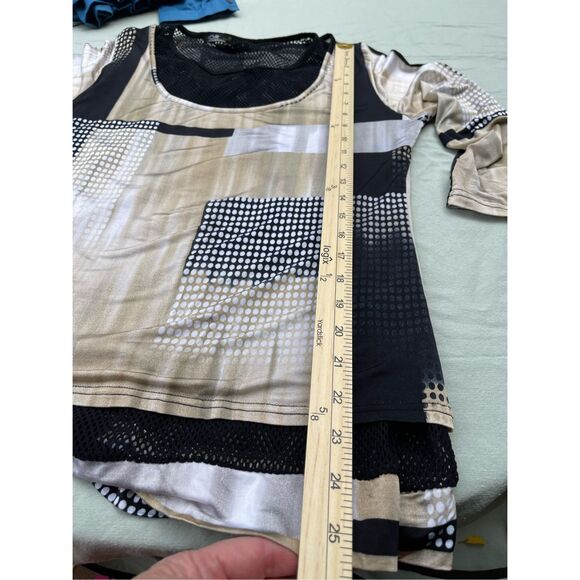 Lior Paris layered look abstract print tunic edgie black mesh - Picture 4 of 11